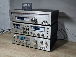 linie audio ASAHI,amplificator MP-A500, tuner MP-T500,deck MP-D500..vintage blue