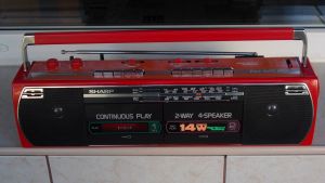 Radio SHARP wq-267 z dublu casetofon stereo rosu,red,ghettoblaster vintage,servisat